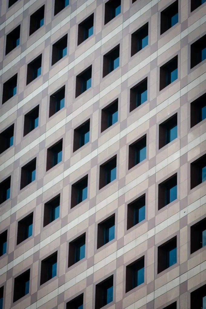 Windows of a building in a repeating pattern