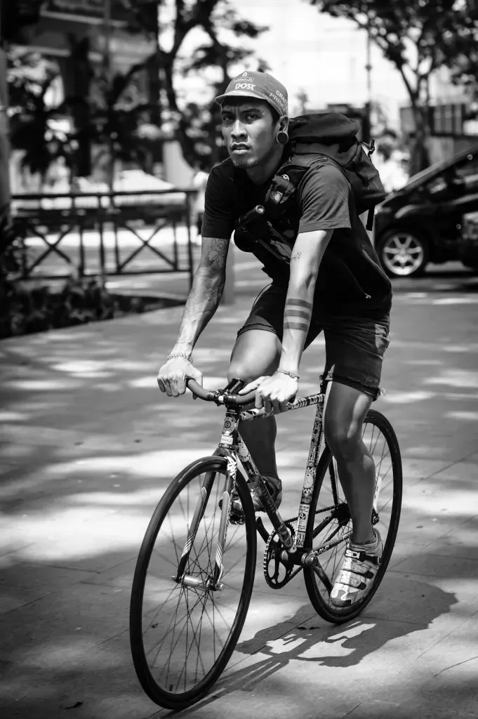 Man riding a bicycle in Orchard Singapore