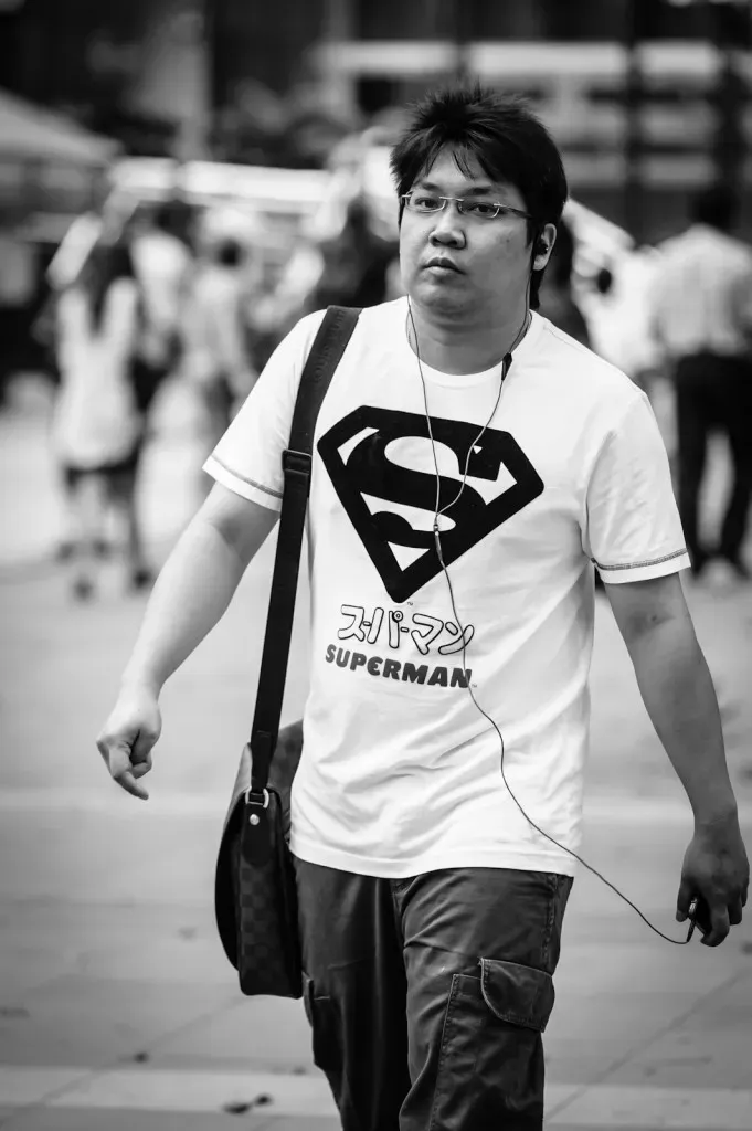 Man in Superman t-shirt