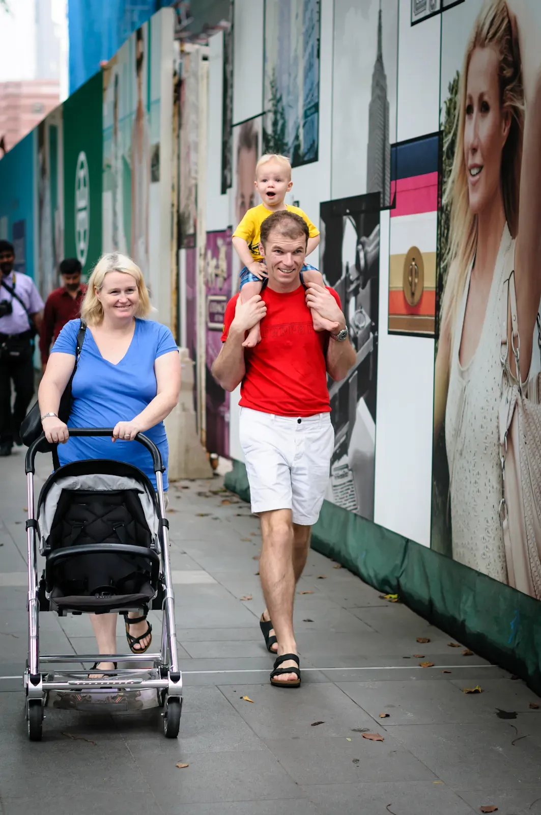 family in colourful t-shirts