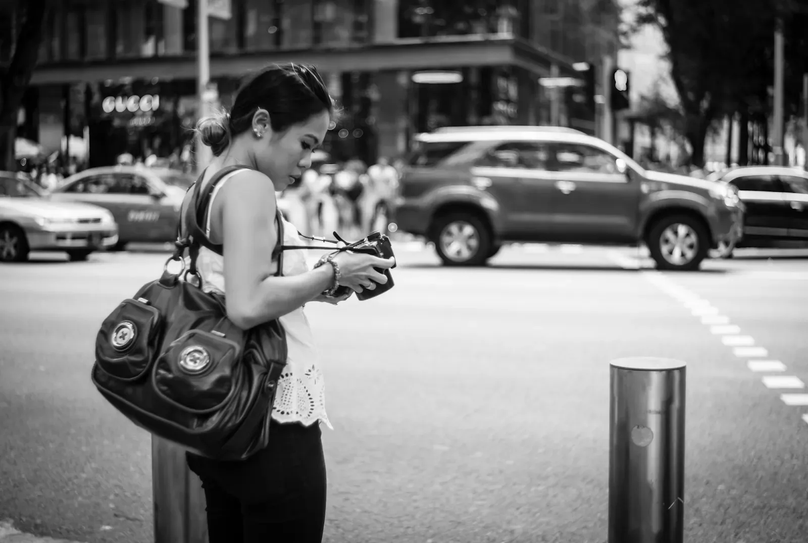 Woman with a DSLR camera