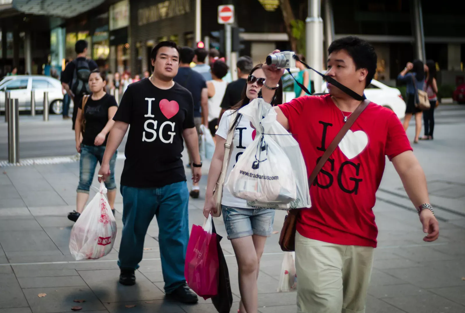 People crossing the street in Orchard Road