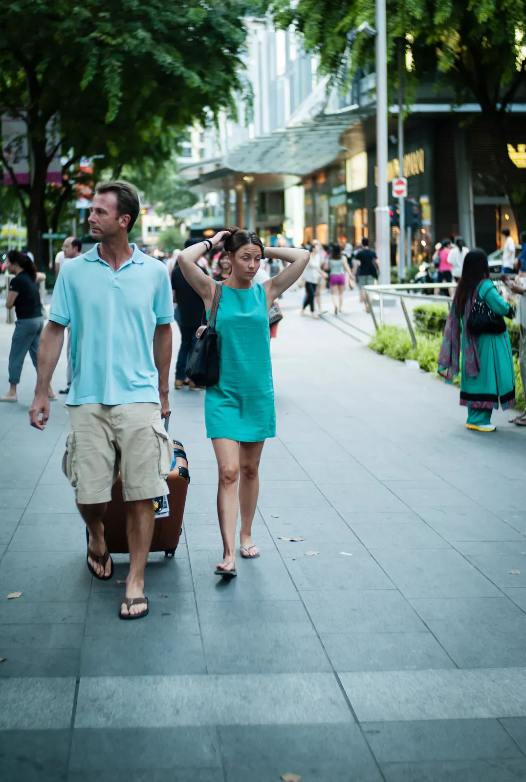 Mother and child along Orchard Road