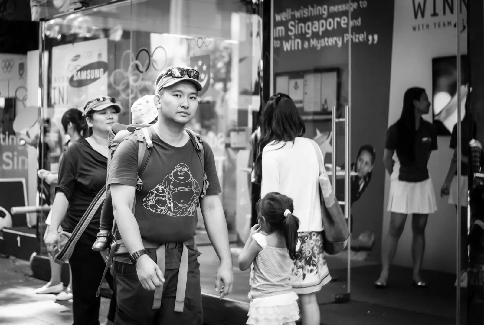 A couple wearing matching hats