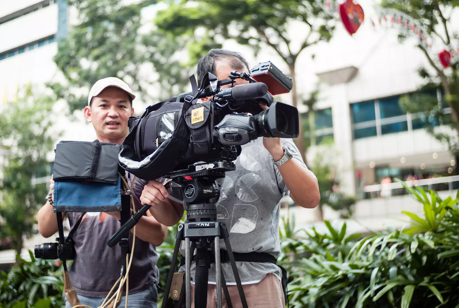 Video crew at work along Orchard Road