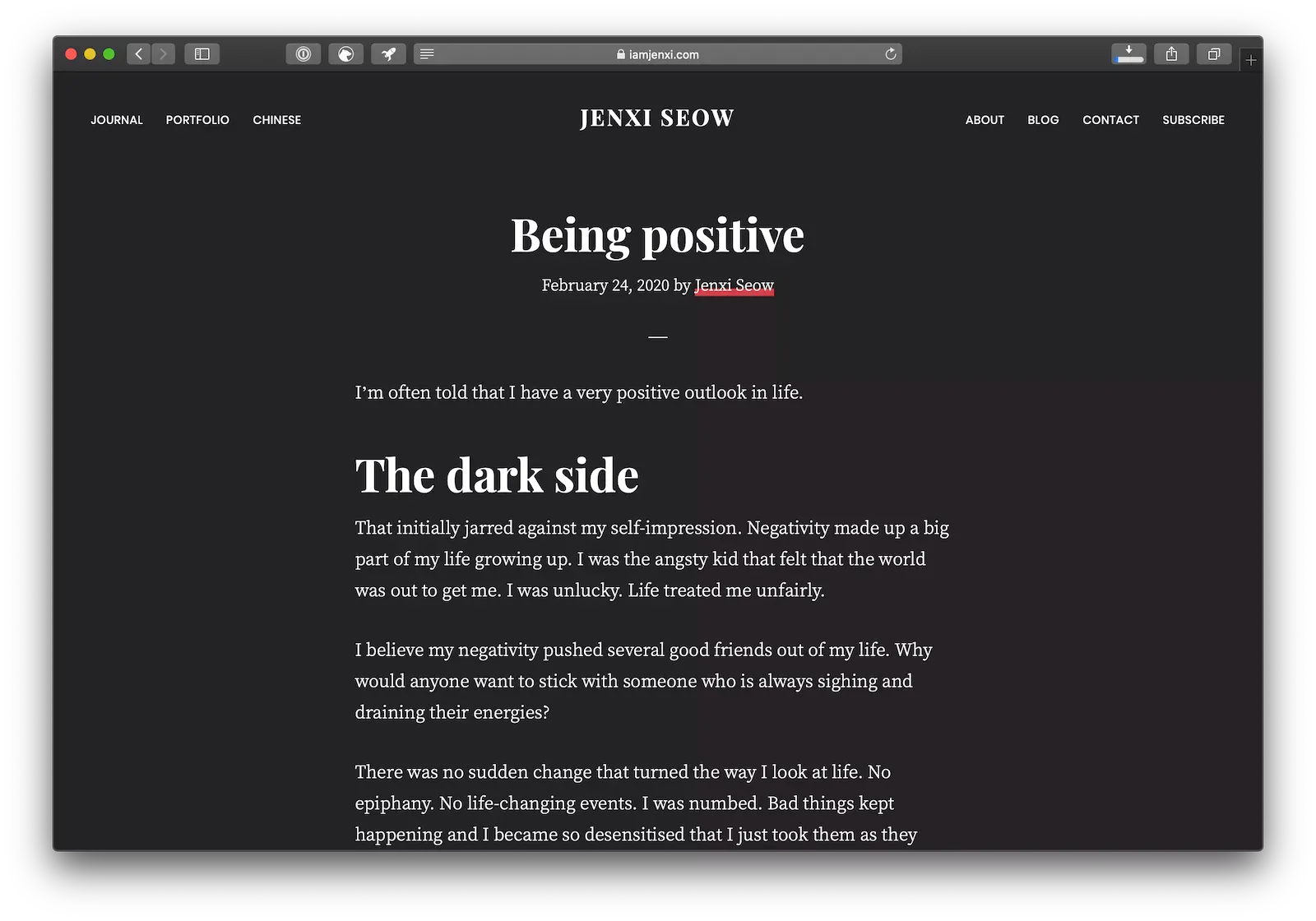 Dark mode on Jenxi's blog post