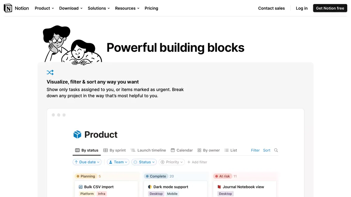 Notion users powerful building blocks