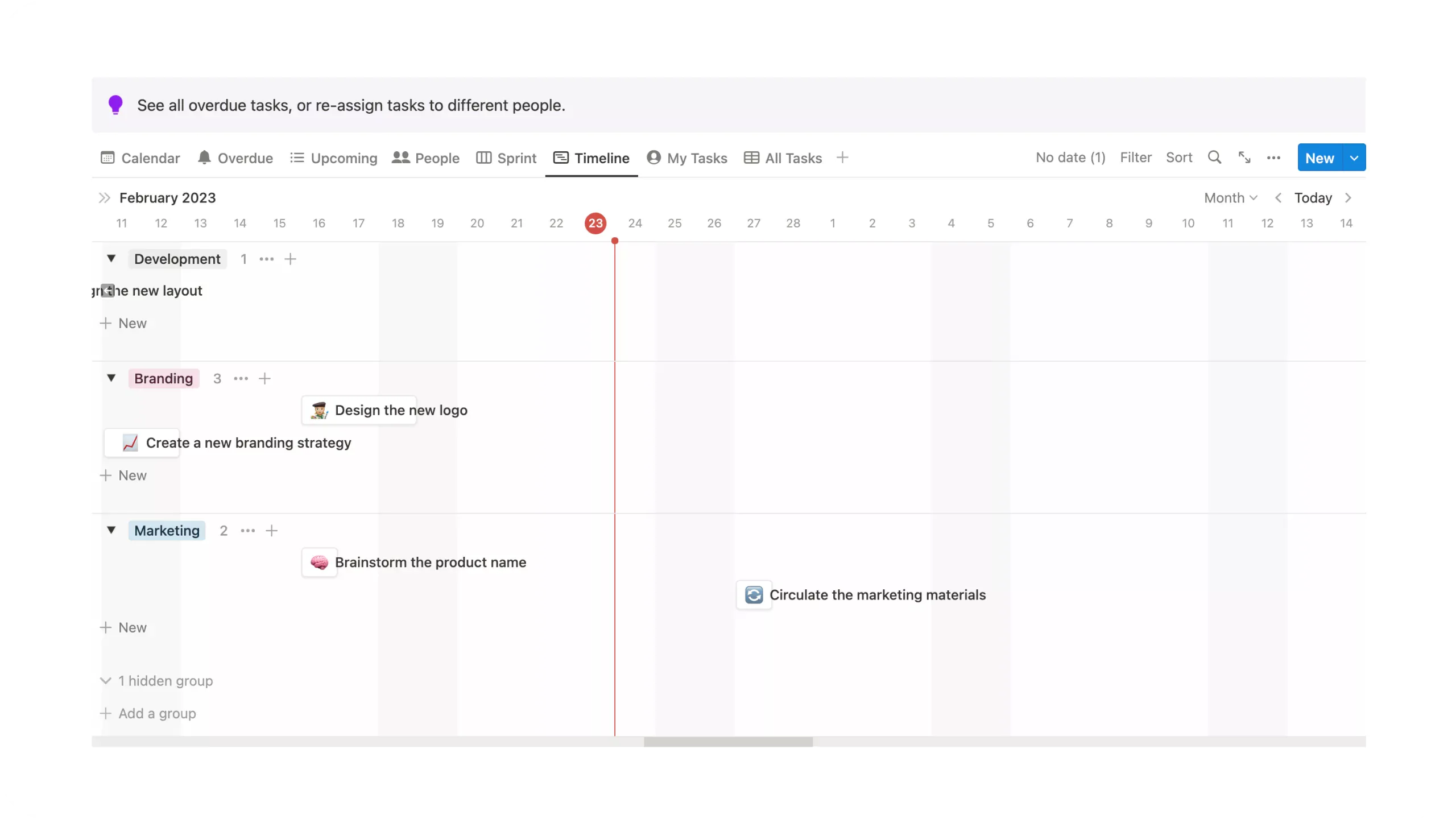 Octask Project Manger timeline view