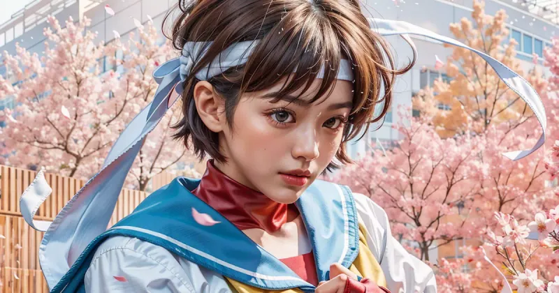 Street Fighter's Sakura Kasugano AI art