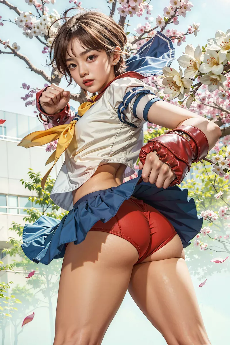 Sakura Kasugano twist AI art by Jenxi